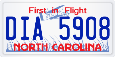 NC license plate DIA5908