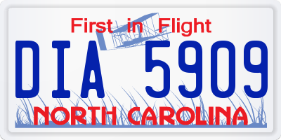 NC license plate DIA5909