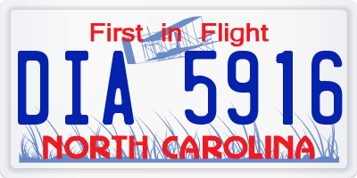 NC license plate DIA5916