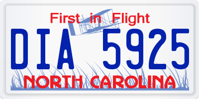NC license plate DIA5925