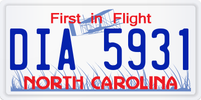 NC license plate DIA5931