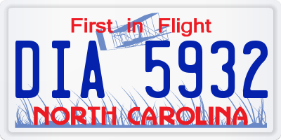 NC license plate DIA5932
