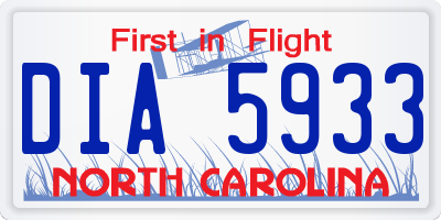NC license plate DIA5933