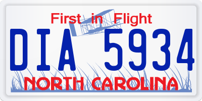 NC license plate DIA5934