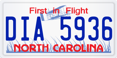 NC license plate DIA5936