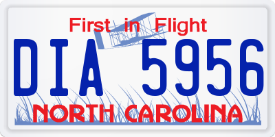 NC license plate DIA5956