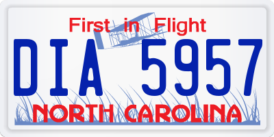 NC license plate DIA5957