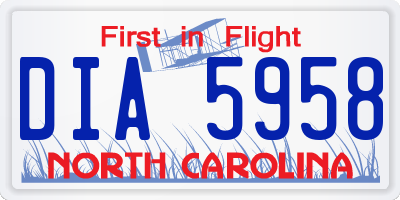 NC license plate DIA5958