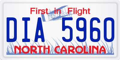 NC license plate DIA5960