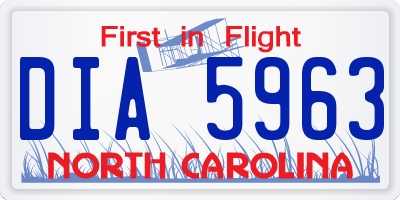 NC license plate DIA5963