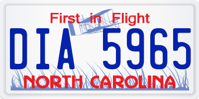 NC license plate DIA5965