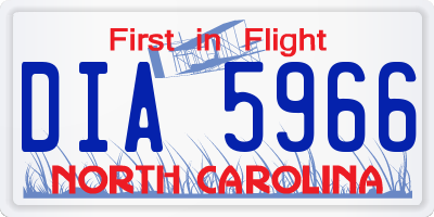 NC license plate DIA5966