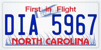 NC license plate DIA5967