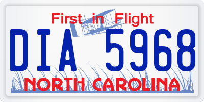 NC license plate DIA5968