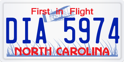 NC license plate DIA5974