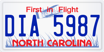 NC license plate DIA5987