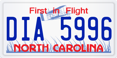 NC license plate DIA5996