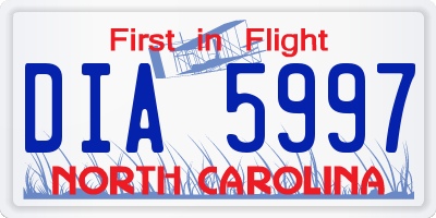NC license plate DIA5997