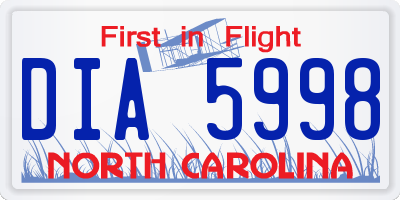 NC license plate DIA5998