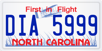 NC license plate DIA5999