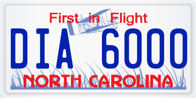 NC license plate DIA6000