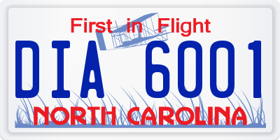 NC license plate DIA6001