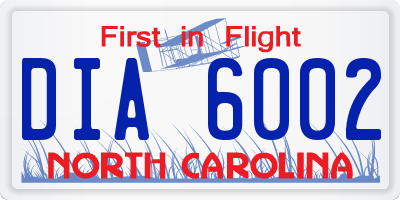 NC license plate DIA6002