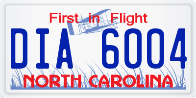 NC license plate DIA6004