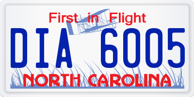 NC license plate DIA6005