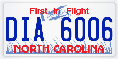NC license plate DIA6006