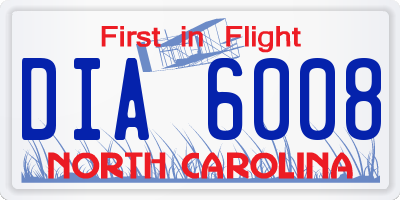 NC license plate DIA6008