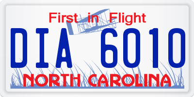NC license plate DIA6010