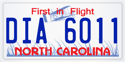 NC license plate DIA6011