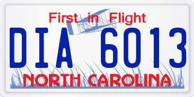 NC license plate DIA6013