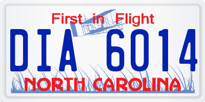 NC license plate DIA6014