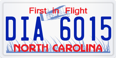 NC license plate DIA6015