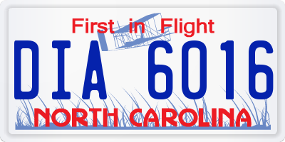 NC license plate DIA6016