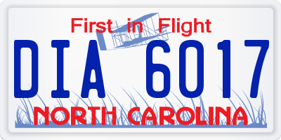 NC license plate DIA6017