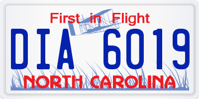 NC license plate DIA6019