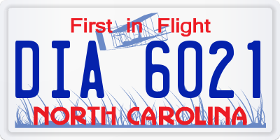 NC license plate DIA6021