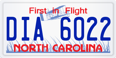 NC license plate DIA6022