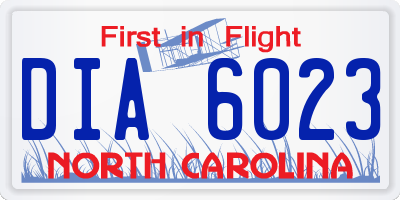 NC license plate DIA6023