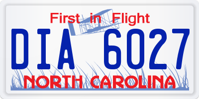 NC license plate DIA6027