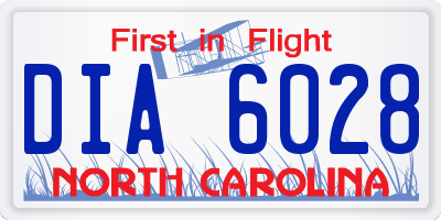 NC license plate DIA6028