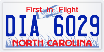 NC license plate DIA6029