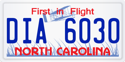 NC license plate DIA6030