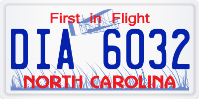 NC license plate DIA6032
