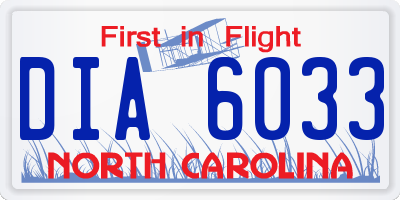 NC license plate DIA6033