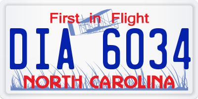 NC license plate DIA6034