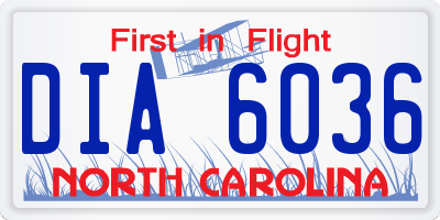 NC license plate DIA6036